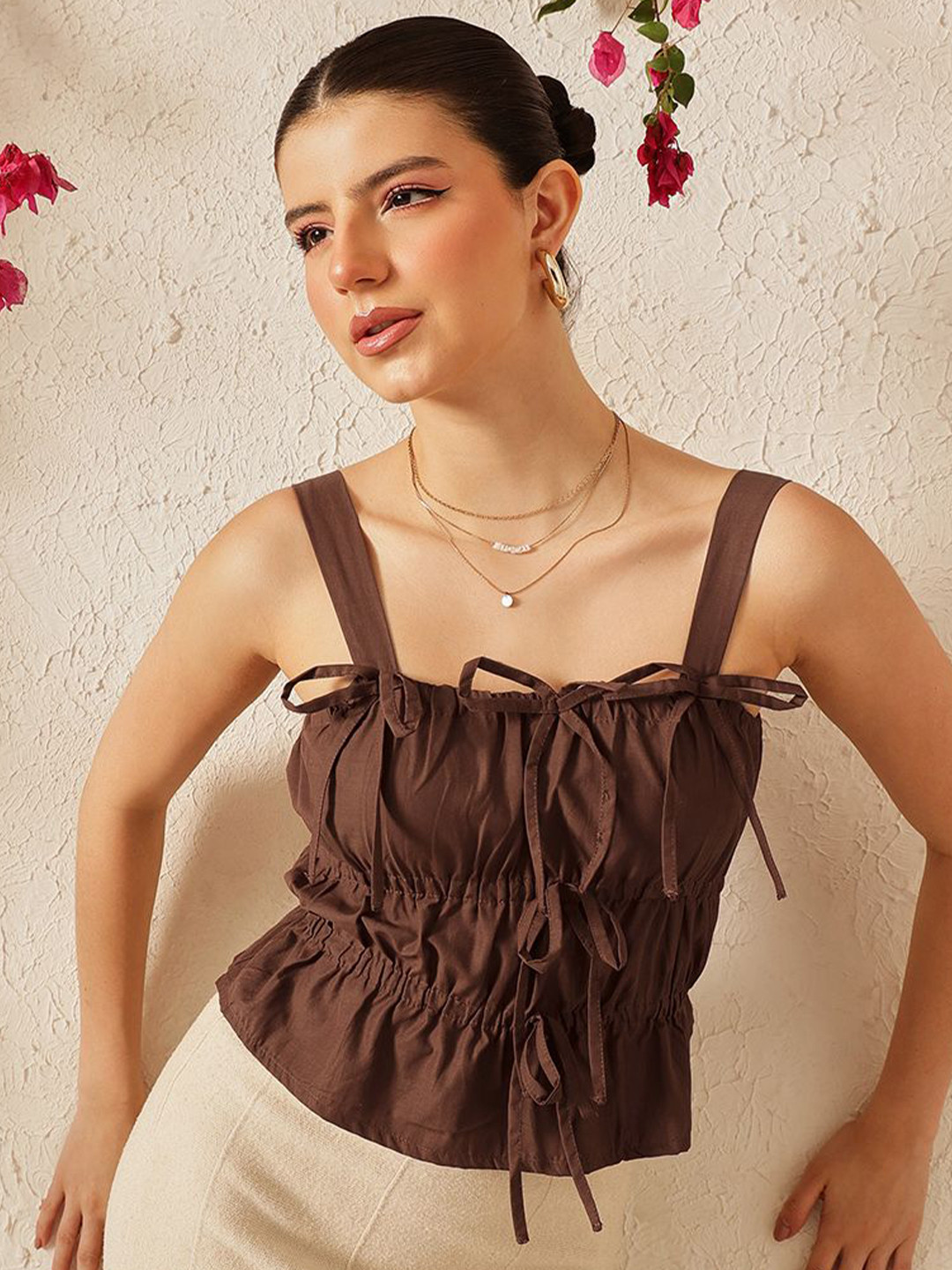 STREET 9 Women Shoulder Straps Cotton Crop Top
