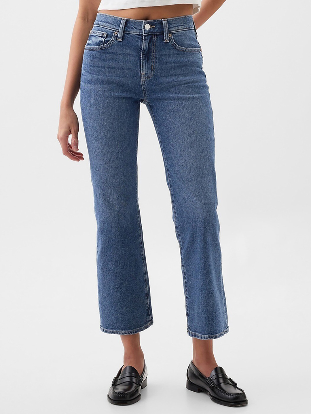 GAP Women Cropped Kick Fit Heavy Fade Stretchable Jeans