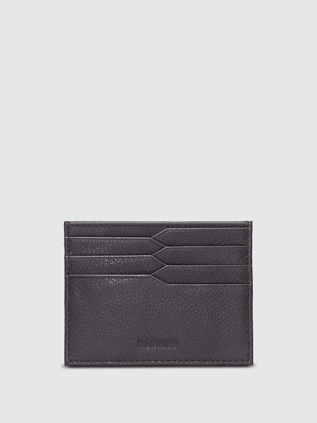SENNES Unisex Geometric Textured Leather Card Holder