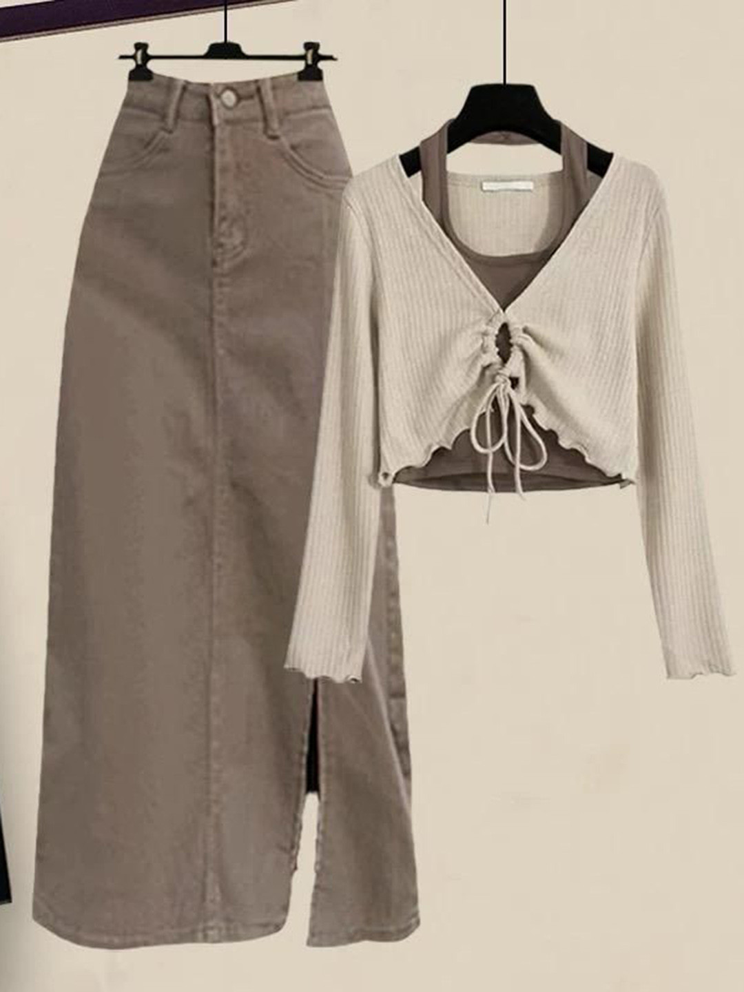 Miss Mosa By Akanksha  Beige Ritsy Summer Co-Ords