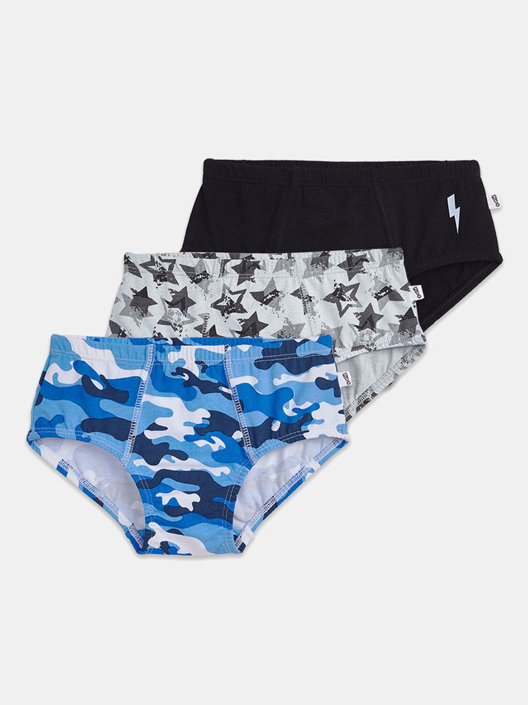 You Got Plan B Boys 3Pc Printed Pure Cotton Mid-Rise Basic Briefs UBL-Storm: 1-2-New