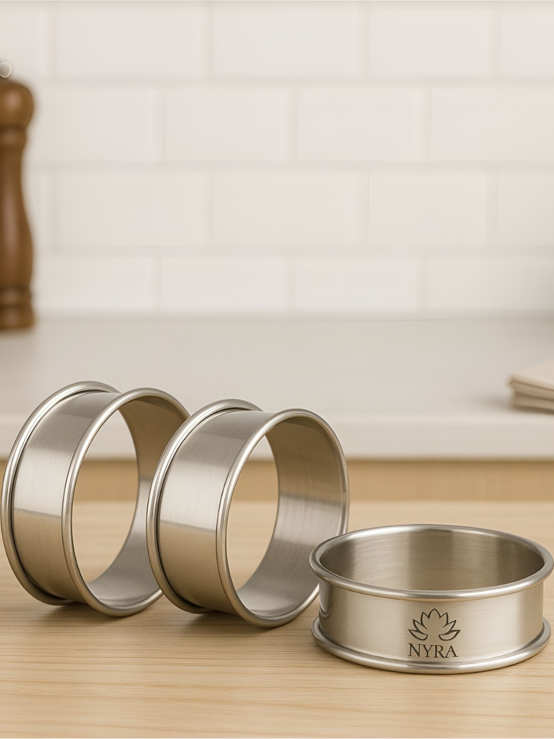 Nyra Kitchenware Stainless Steel Set of 3 Round Hot Pot Stand Ring Trivet