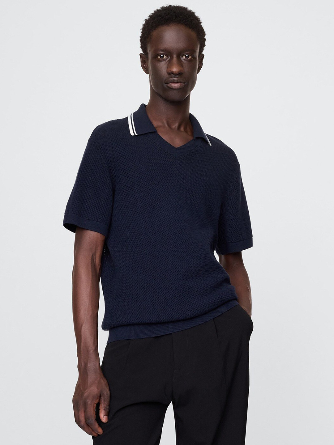 GAP Self Design Polo Collar Pure Cotton T-shirt