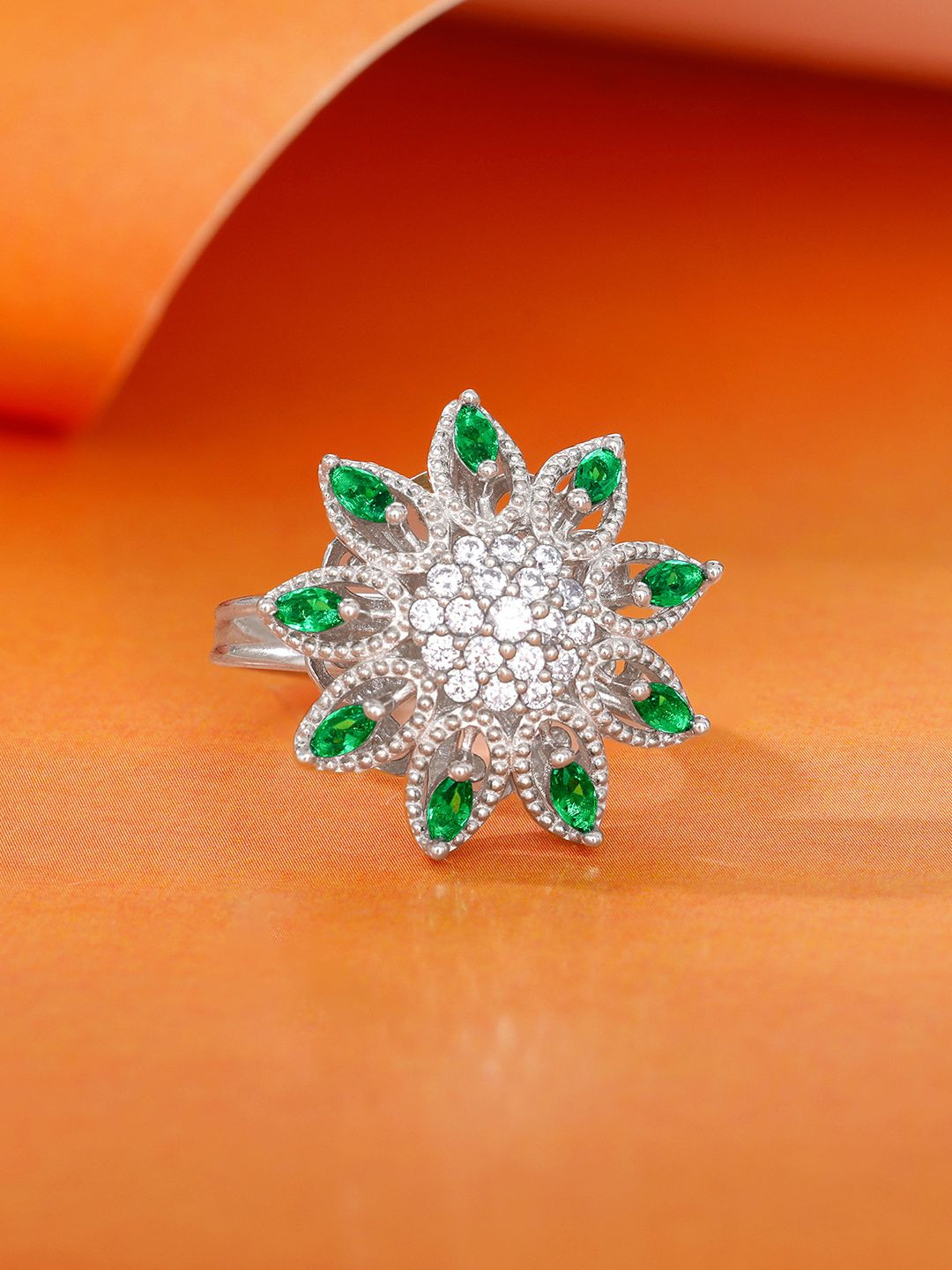GIVA 925 Silver Blossom Blast Ring Fixed Size Indian -11