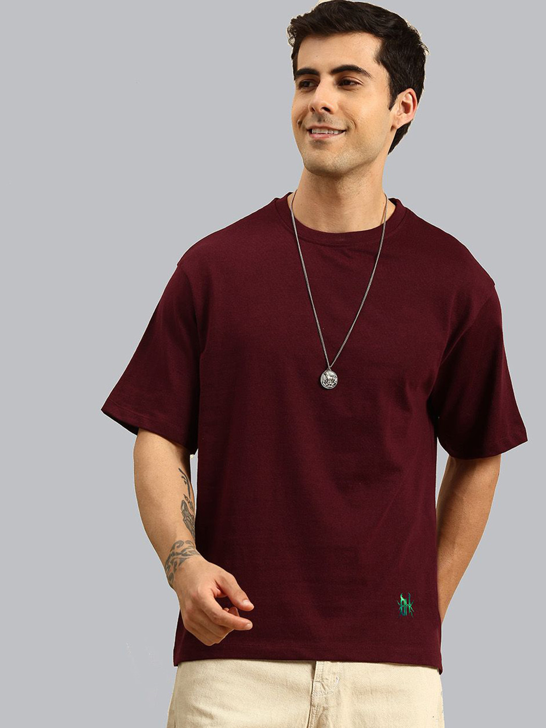 THE BEETEL HOUSE Mens Round Neck Oversized Fit Tshirt