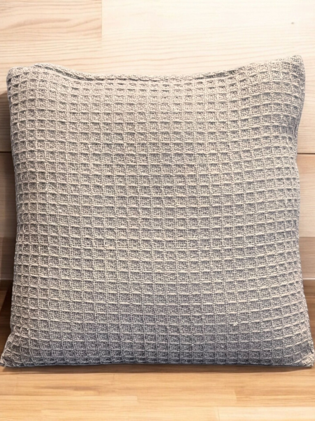 Dolce Casa Set Of 1 Checked Square Waffle Cotton Reversible Cushion Covers