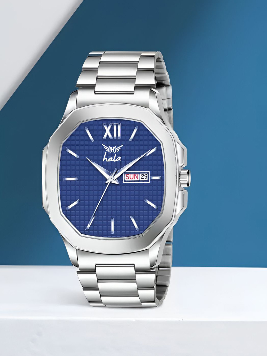 Hala Men Aluminium Dial & Stainless Steel Straps Analogue Watch Hala-3239-Blue