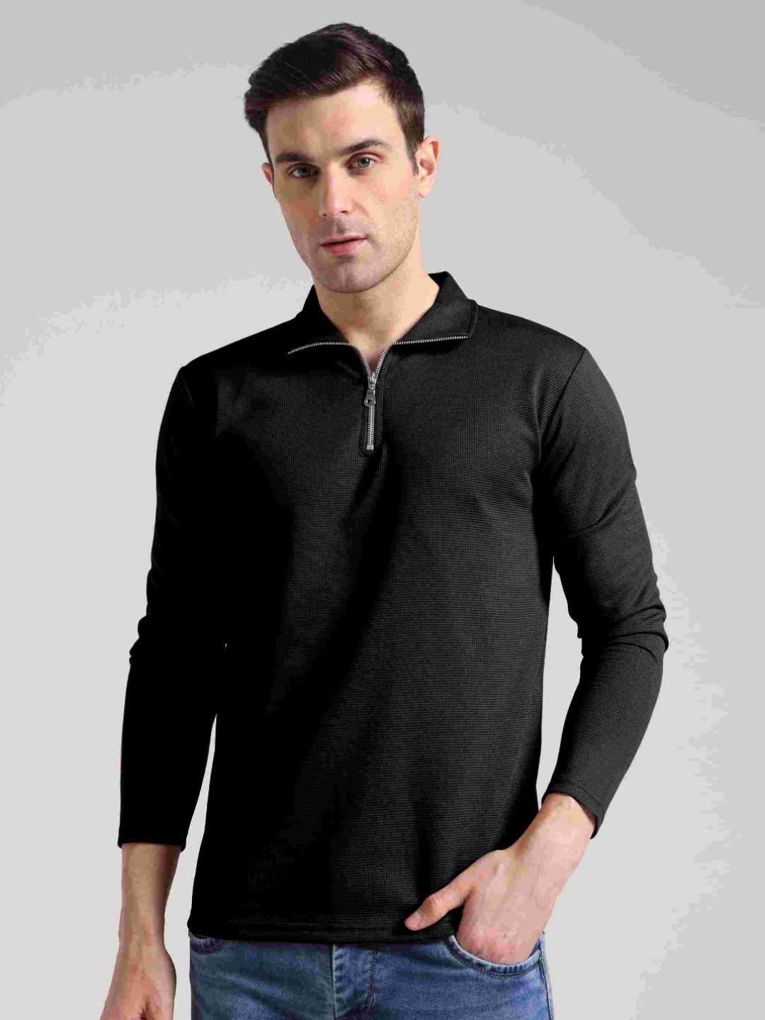 INDICLUB Men Bio Finish Solid Polo Collar Cotton T-shirt