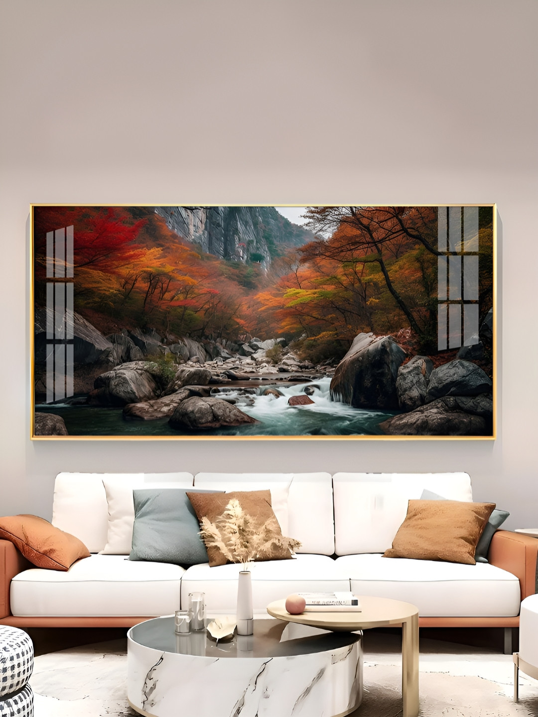 THE NEXT DECOR White Valley Of Colors Glass Finish Horizontal Wall Art