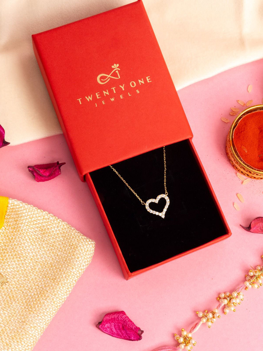 Twenty One Jewels Gold-Plated Contemporary Pendants with Chains