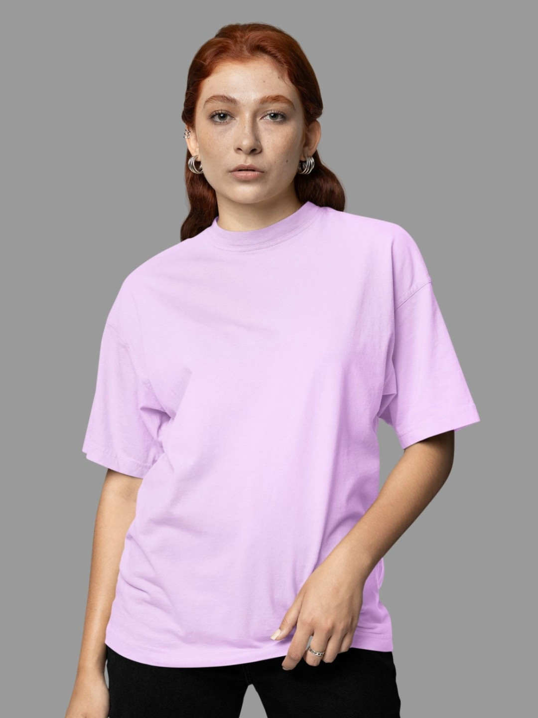 SNUG24 Women Solid Round Neck Cotton Oversized T-shirt
