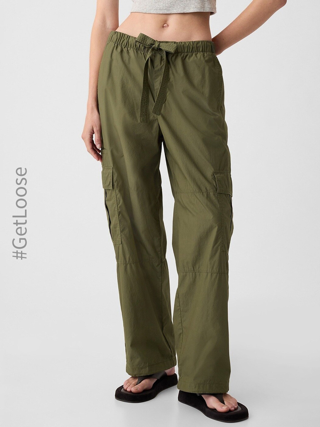 GAP Women Pure Cotton Cargos Trousers with Belt