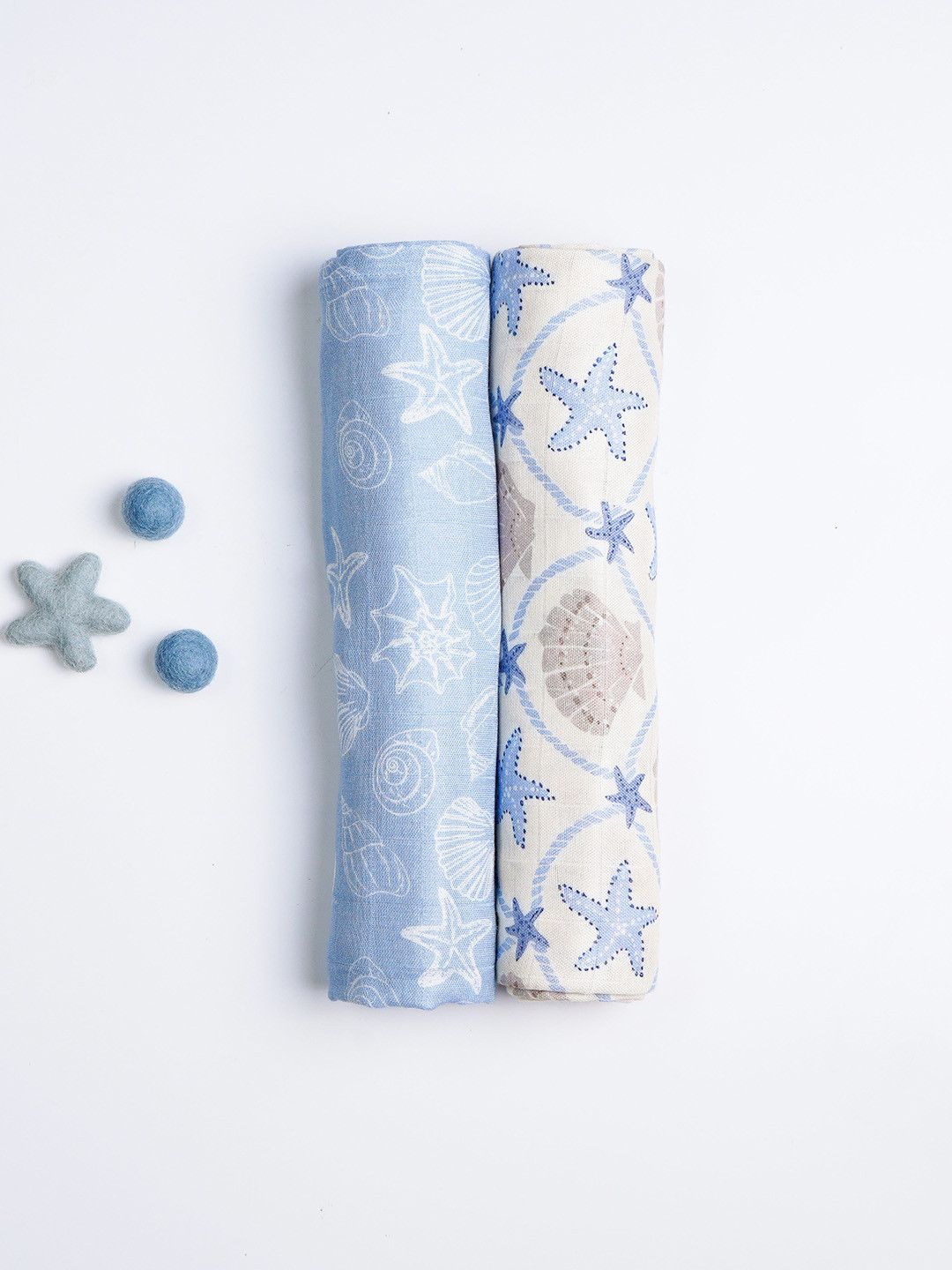 cocoon care Set Of 2 Bamboo Cotton Muslin Swaddles For New Born Baby