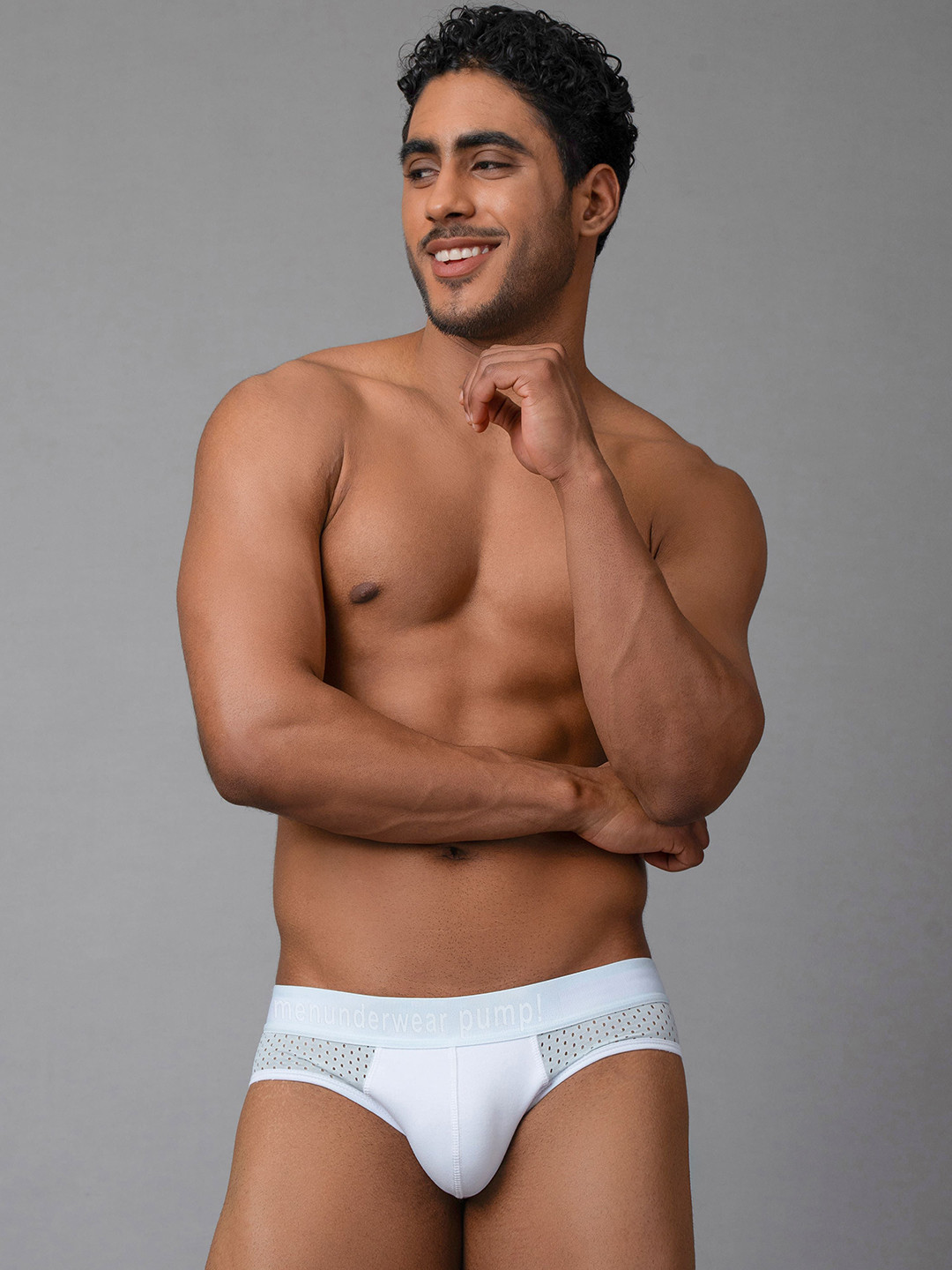 PUMP CLUB Mid-Rise Anti-Bacterial Mesh Basic Briefs ART489-White-M