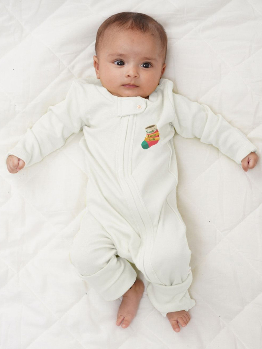 YK Infant Boys Sock Printed Two Way Zipper Romper