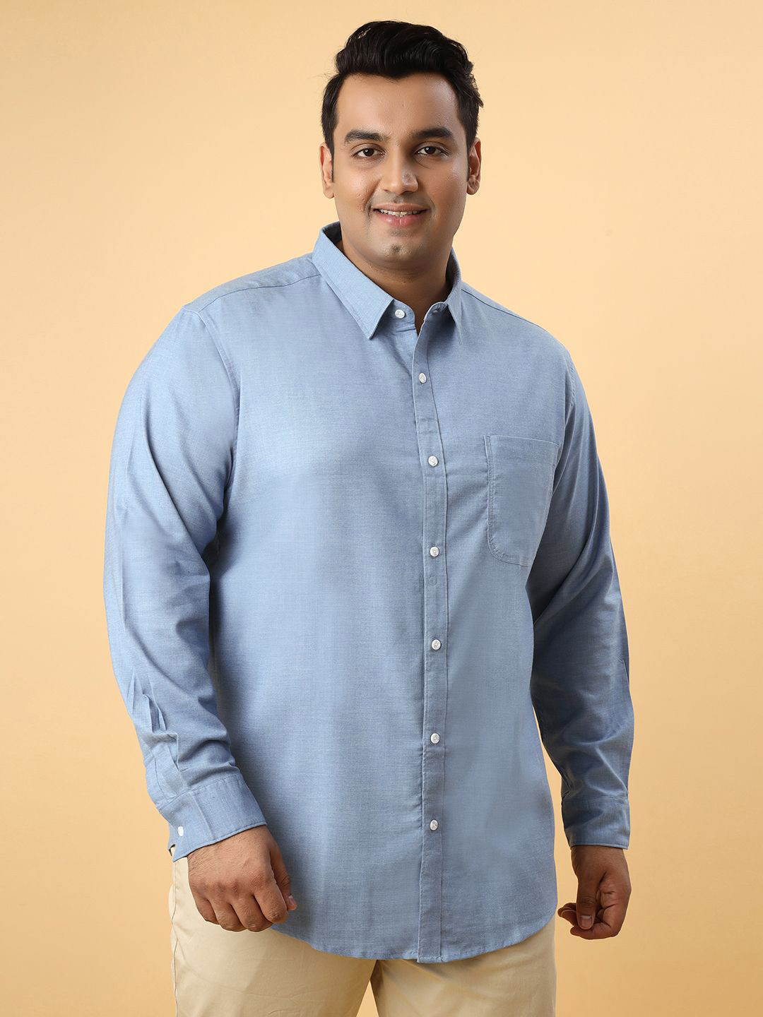 Men Casual Oxford Cotton Lycra Shirt