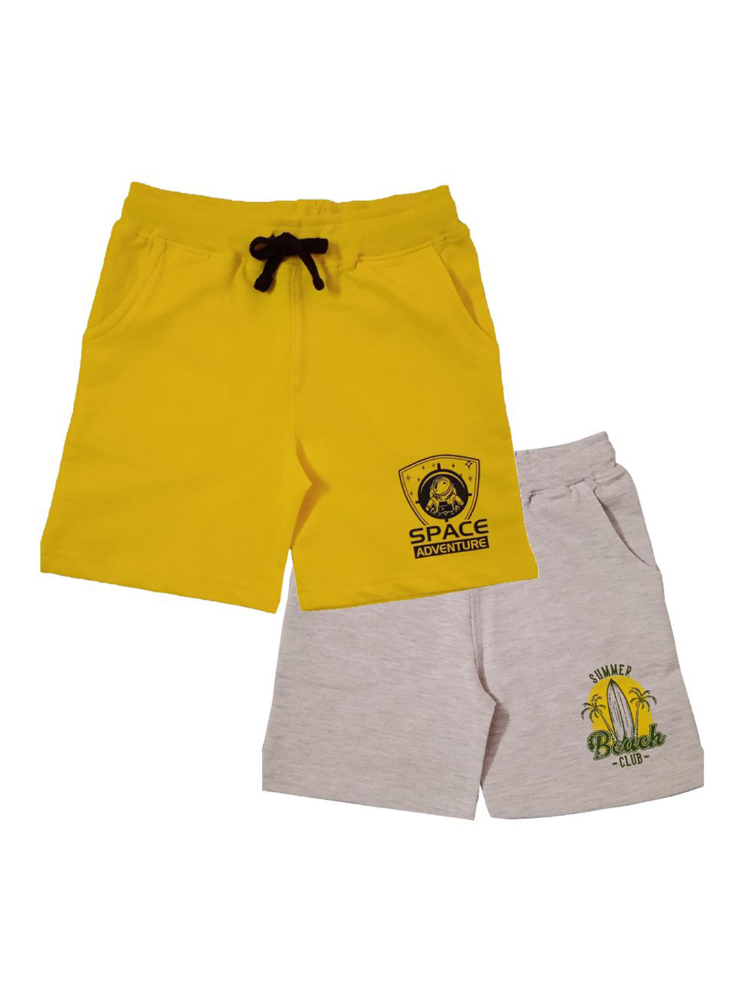 SNOWFLAKES Unisex Pack Of 2 Typography Printed Drawstring Kids Shorts