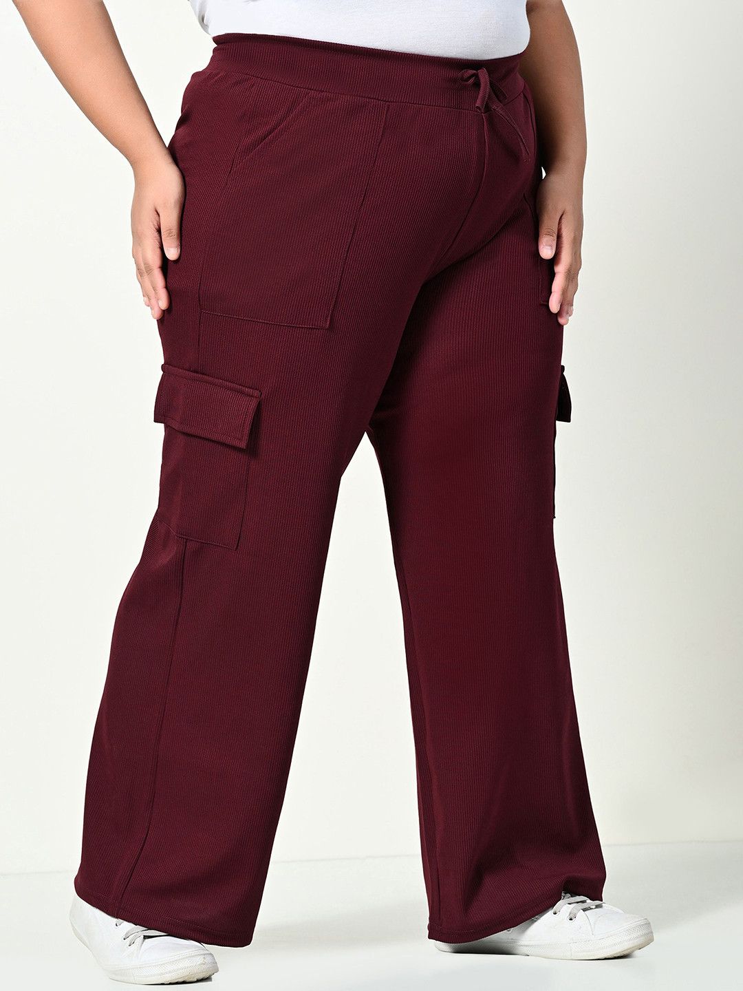 ALIZA Women Relaxed Loose Fit Easy Wash Cargos Trousers