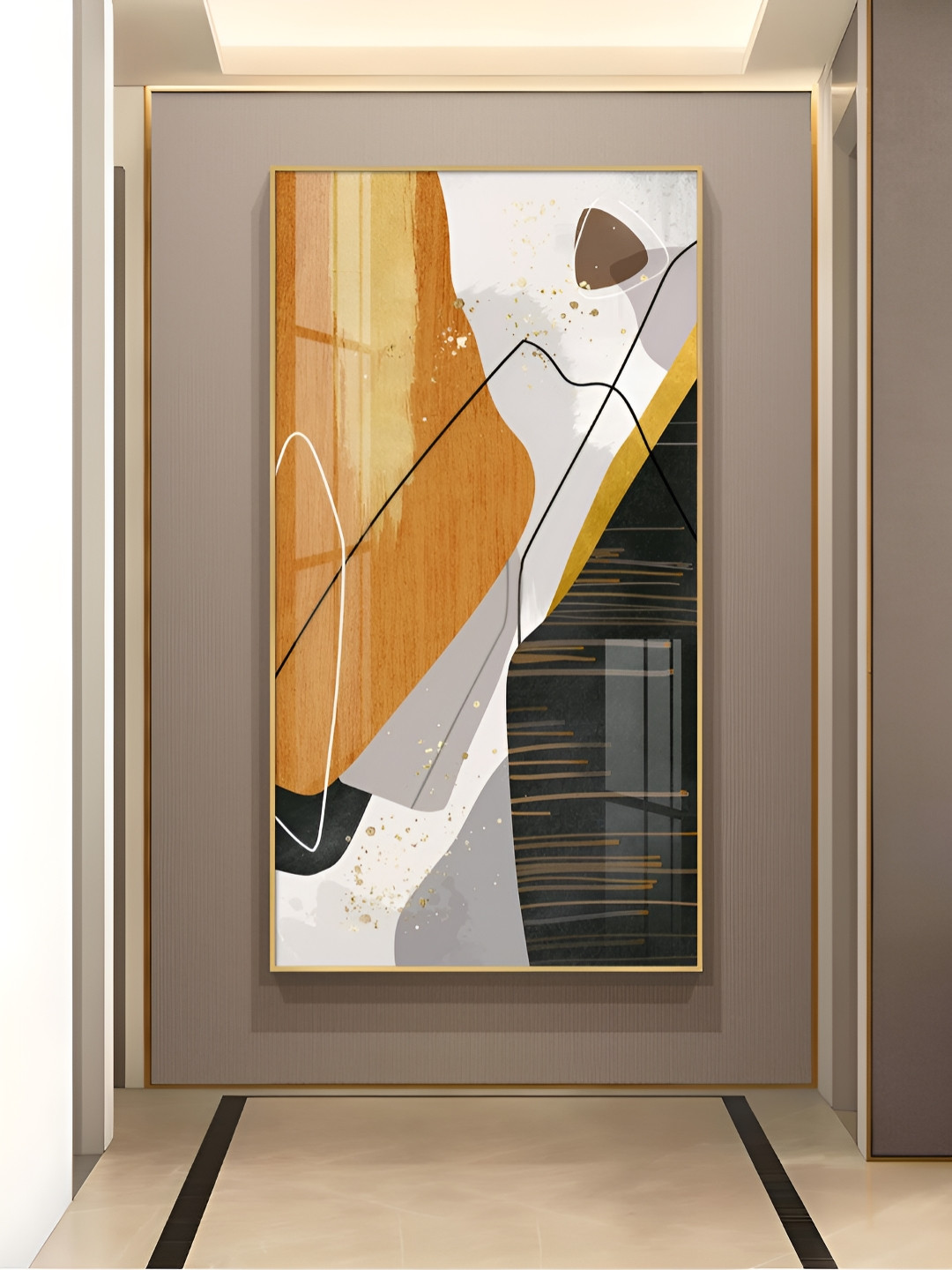 THE NEXT DECOR Noir Elegance Glass Finish Vertical Wall Art