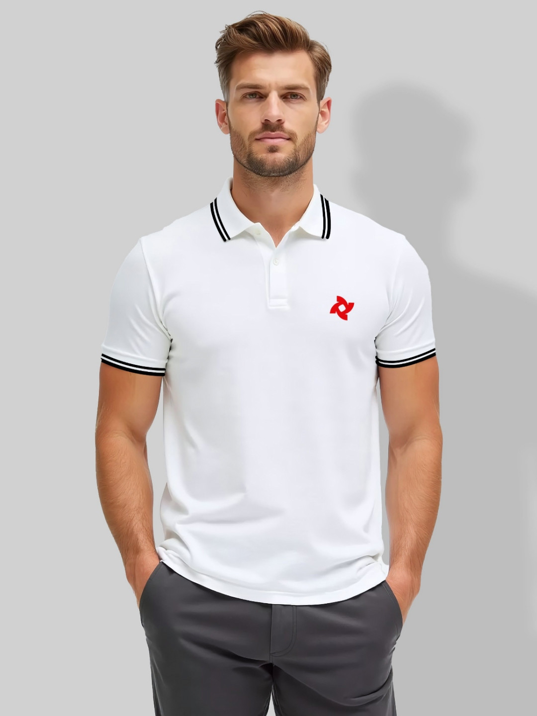 BAESD Men Brand Logo Printed Polo Collar T-shirt