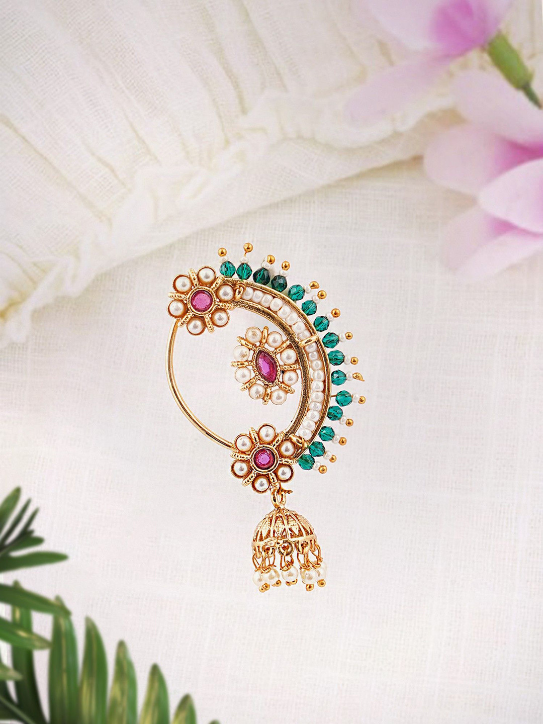 Adwitiya Collection Gold-Plated Stone & Maharastrian Culture Nath