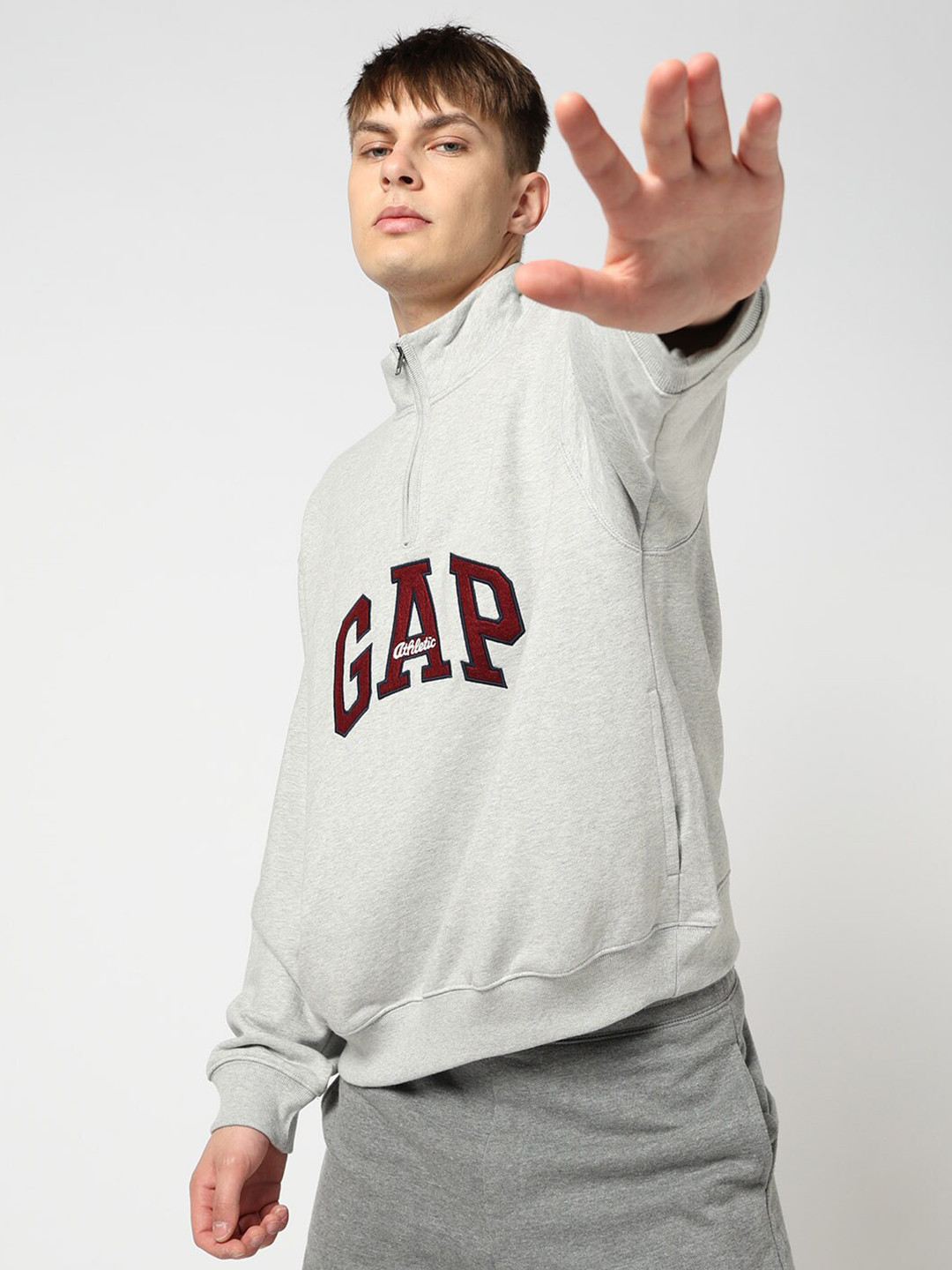 GAP Logo Embroidered Half Zipper Sweatshirt