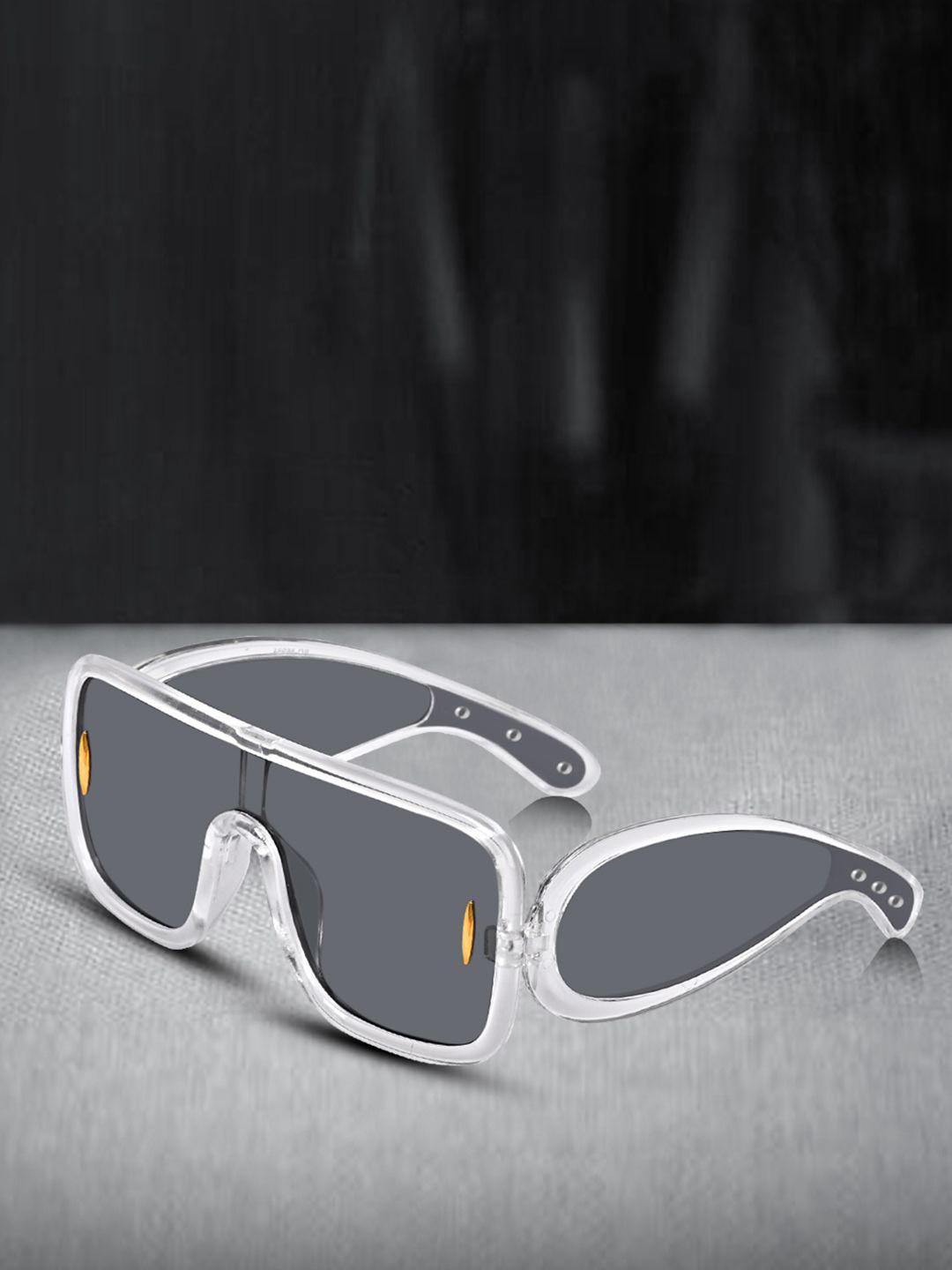 DressBerry Women White Browline Sunglasses with Grey UV Protected Lens DBSG-86984-03