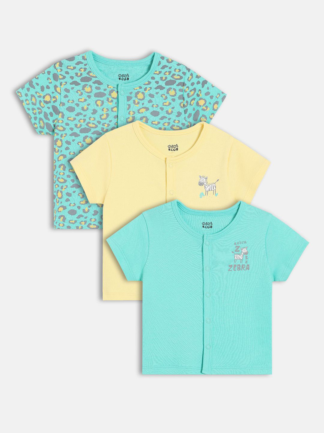 MINI KLUB Boys Pack Of 3 Front Open Short Sleeve Knitted Jhabla