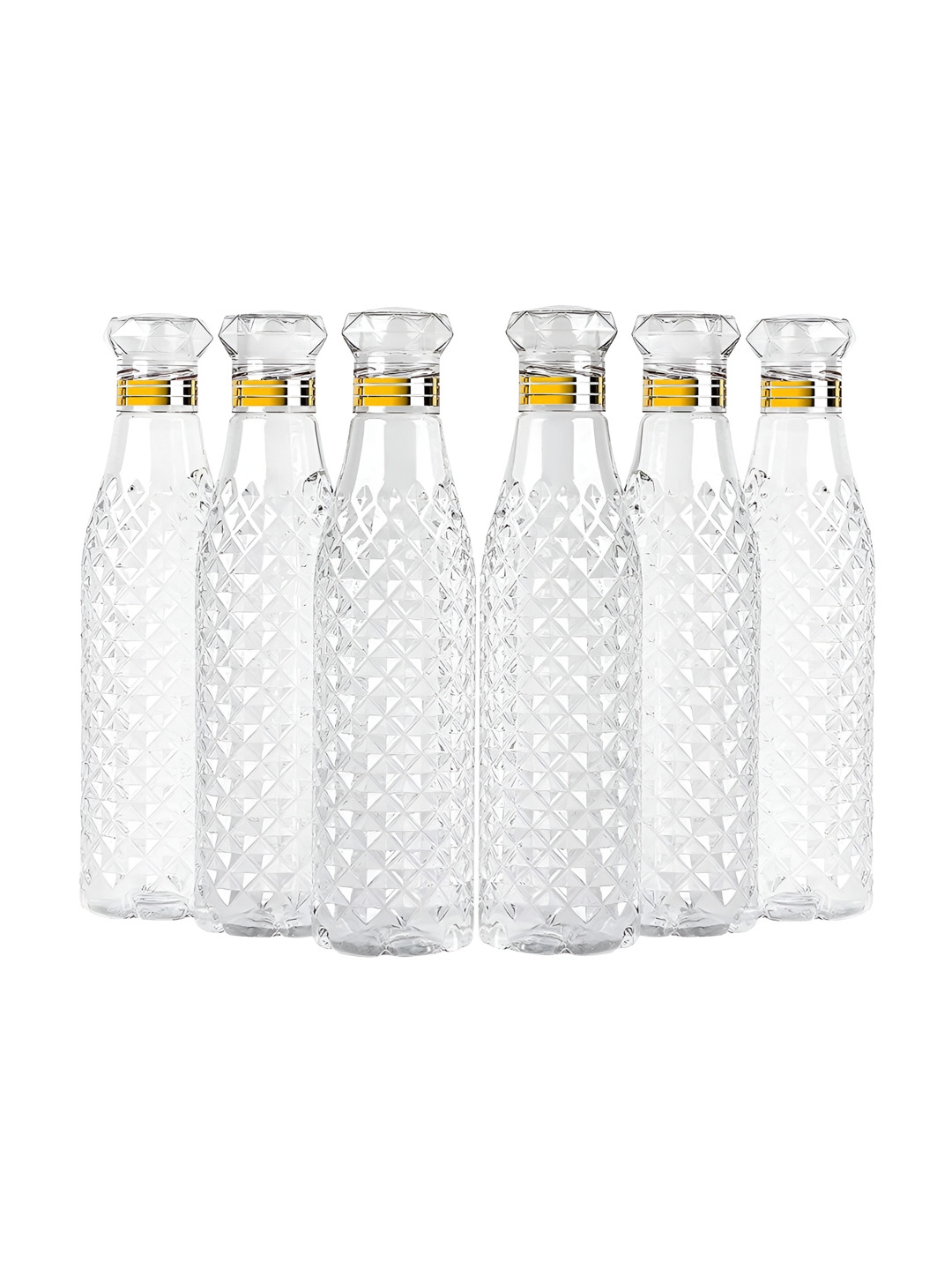 Aura Transparent Solid Plastic Airtight 6 Piece Water Bottle - 1L