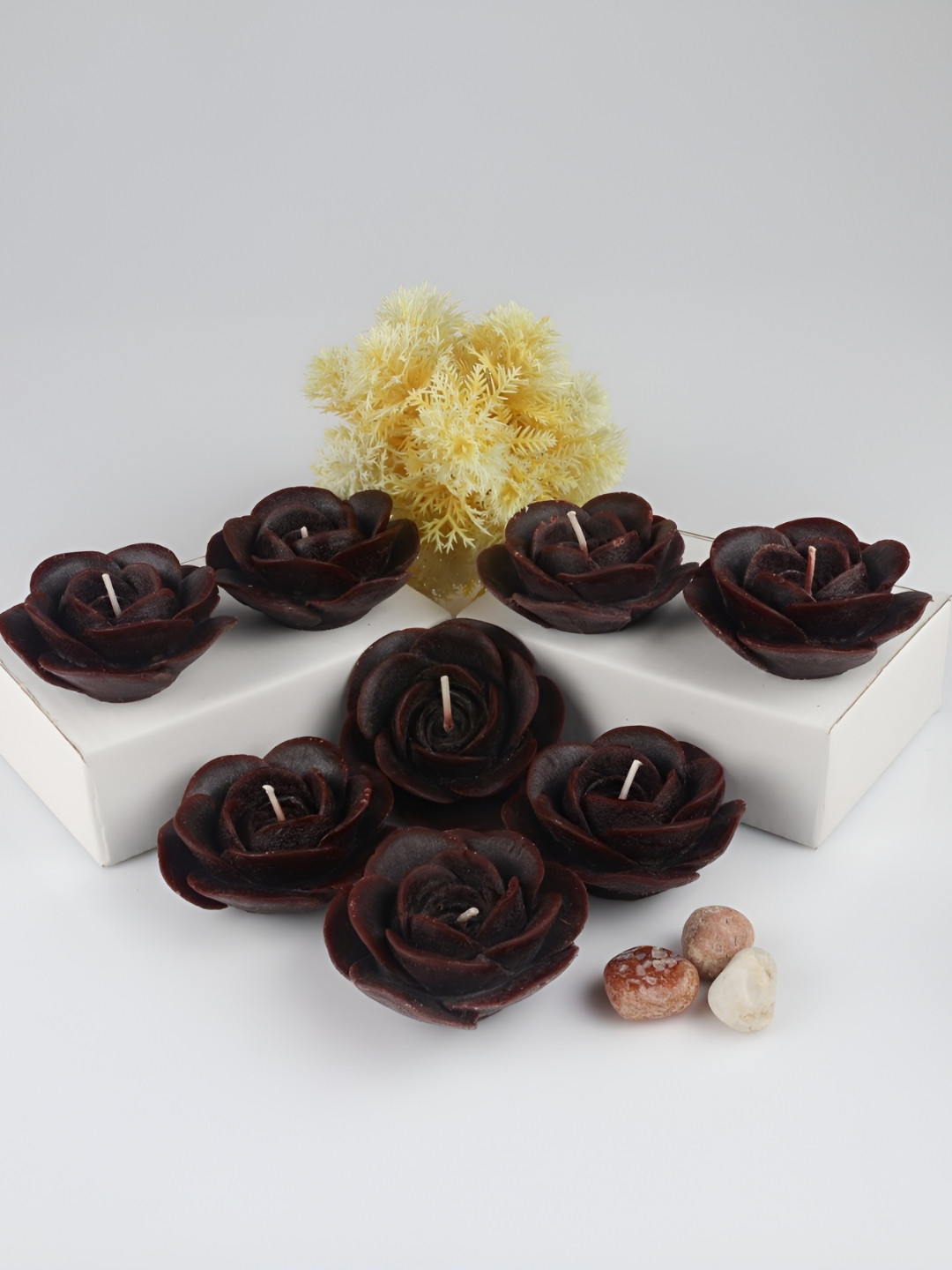 Shraddha Creation Black Forest Fragrance, Floating Rose, Black Color Home Decor 8Pcs Scented Candles