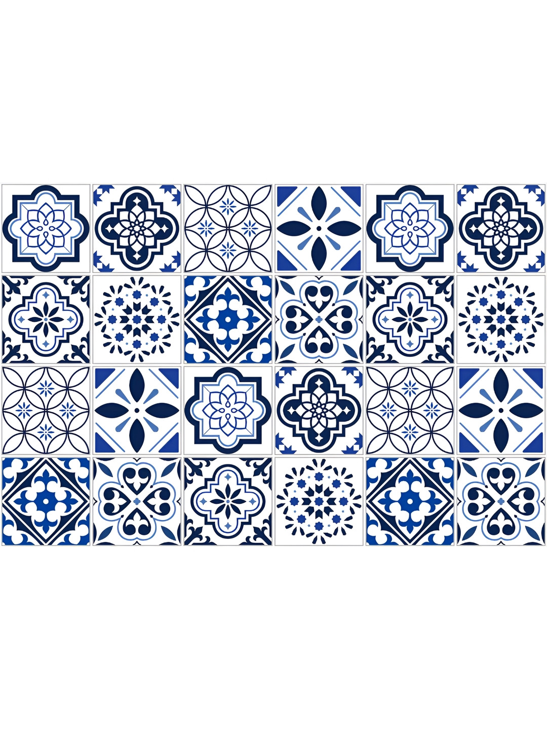 INDIAN ROYALS Blue & White Printed Self Adhesive Waterproof Wallpaper