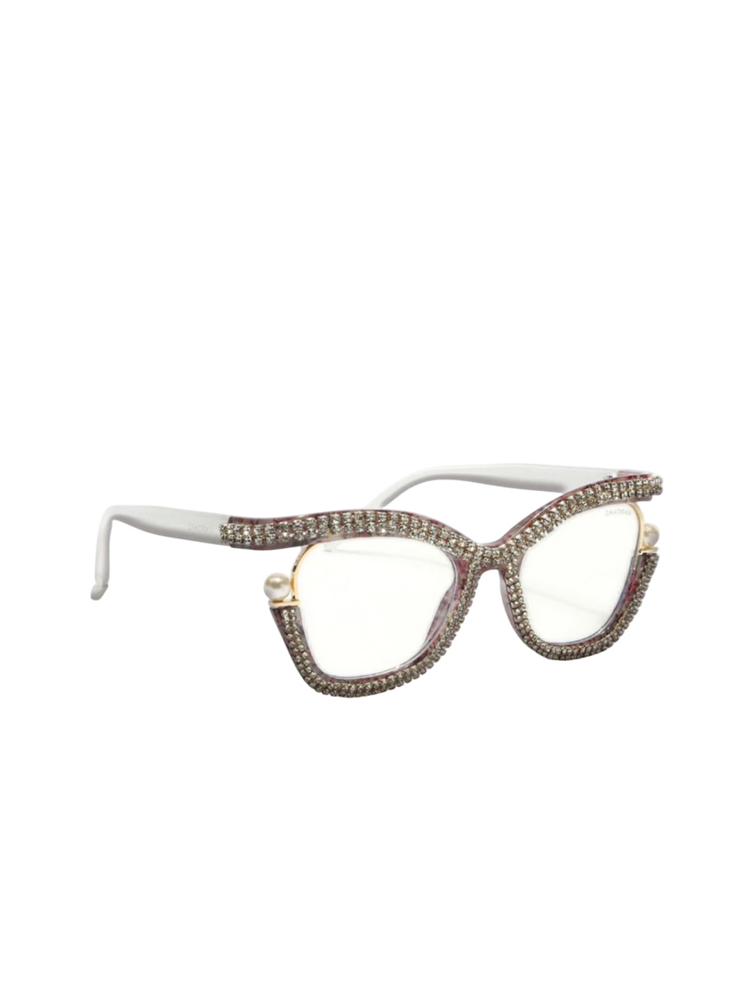 ZAADRAN Unisex Embellished Full Rim Cateye Frames Diamond Cateyes