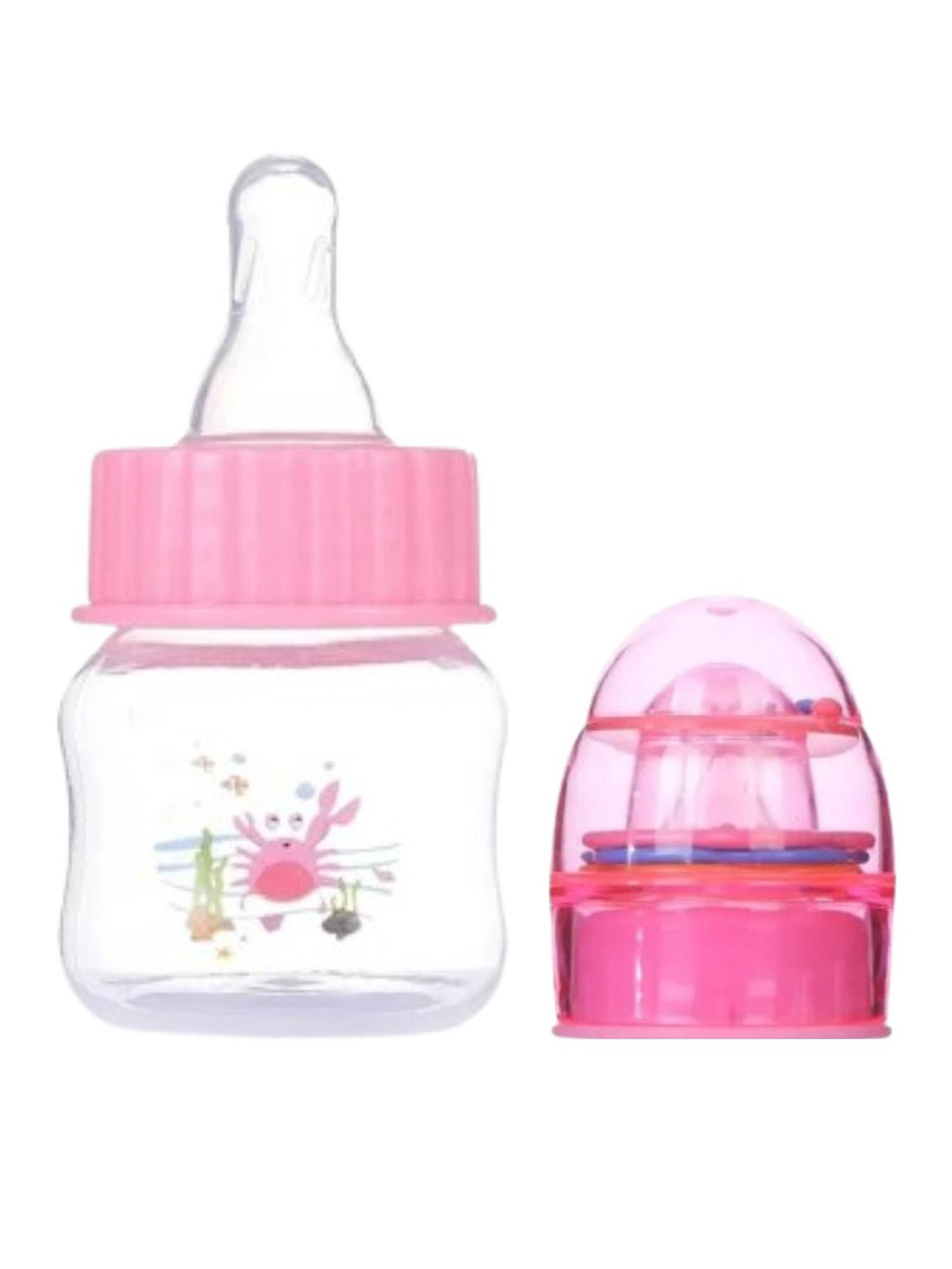 Kalra Magic Pink & Transaprent Printed BPA-Free Anti-Colic Feeding Bottle - 60ml