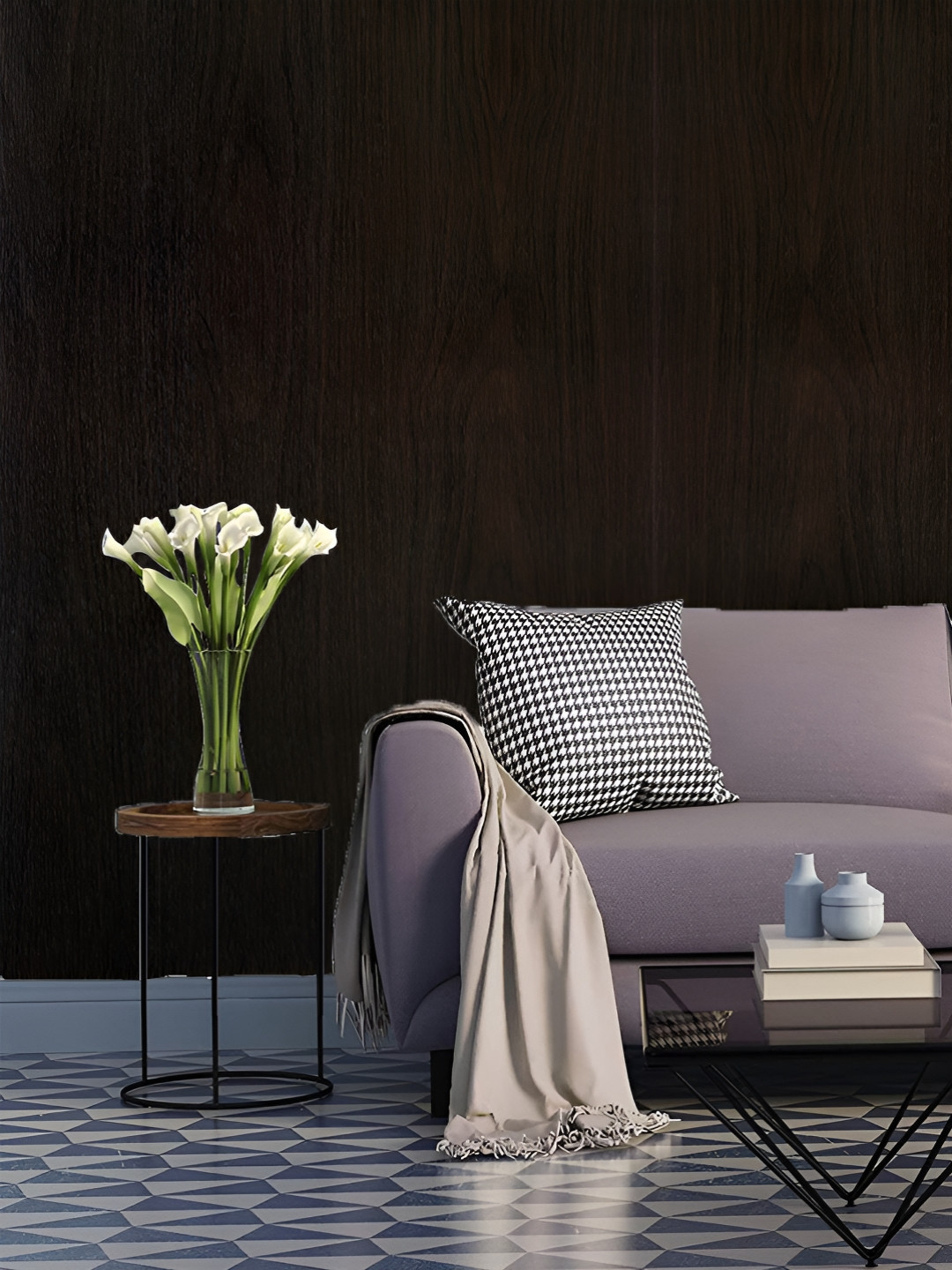 INDIAN ROYALS Coffee Brown Printed Wood Grain Design Waterproof Wall Sticker