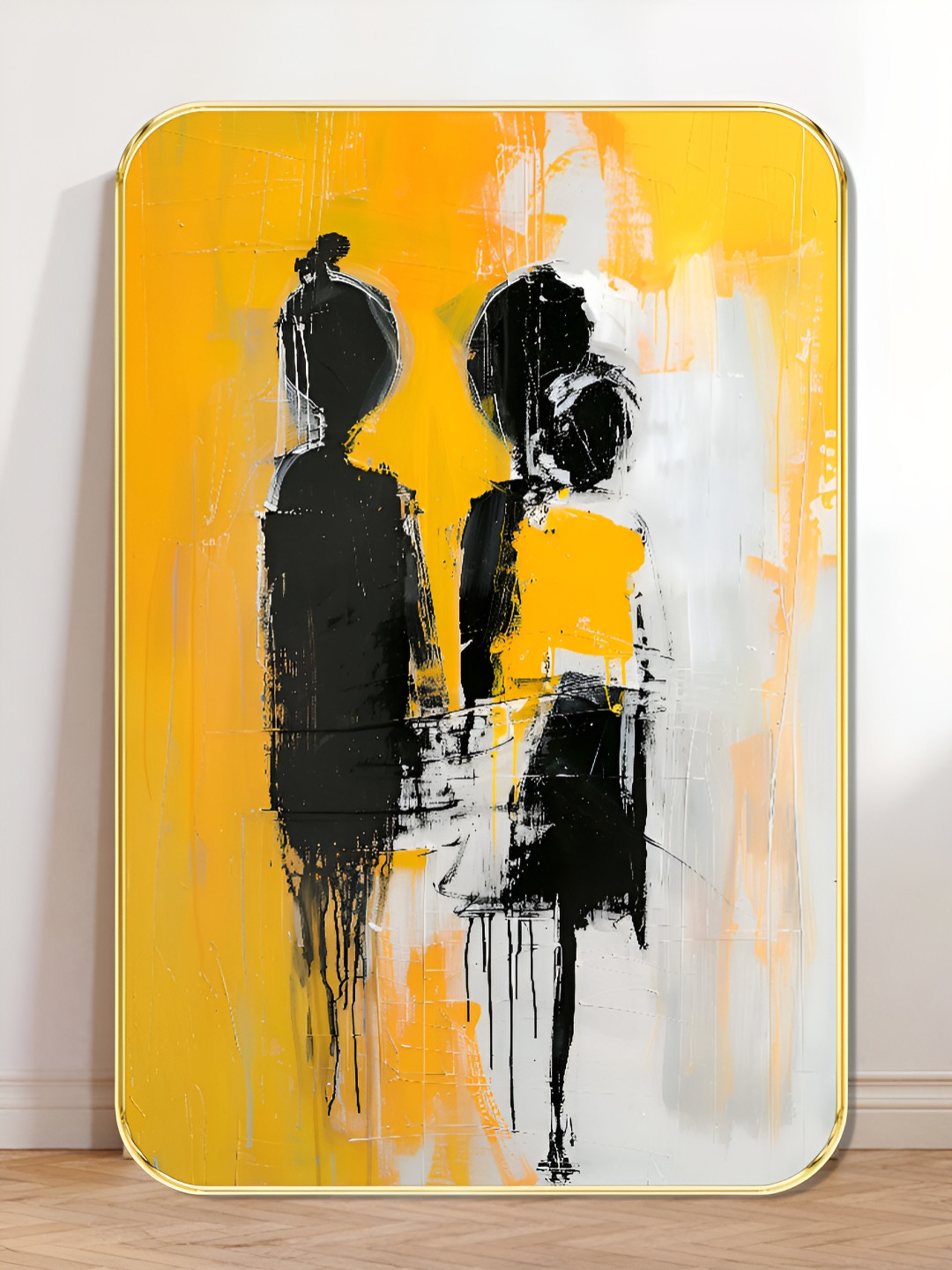 Livin'luxe Yellow & White 1 Piece Wood Abstract Wall Paintings