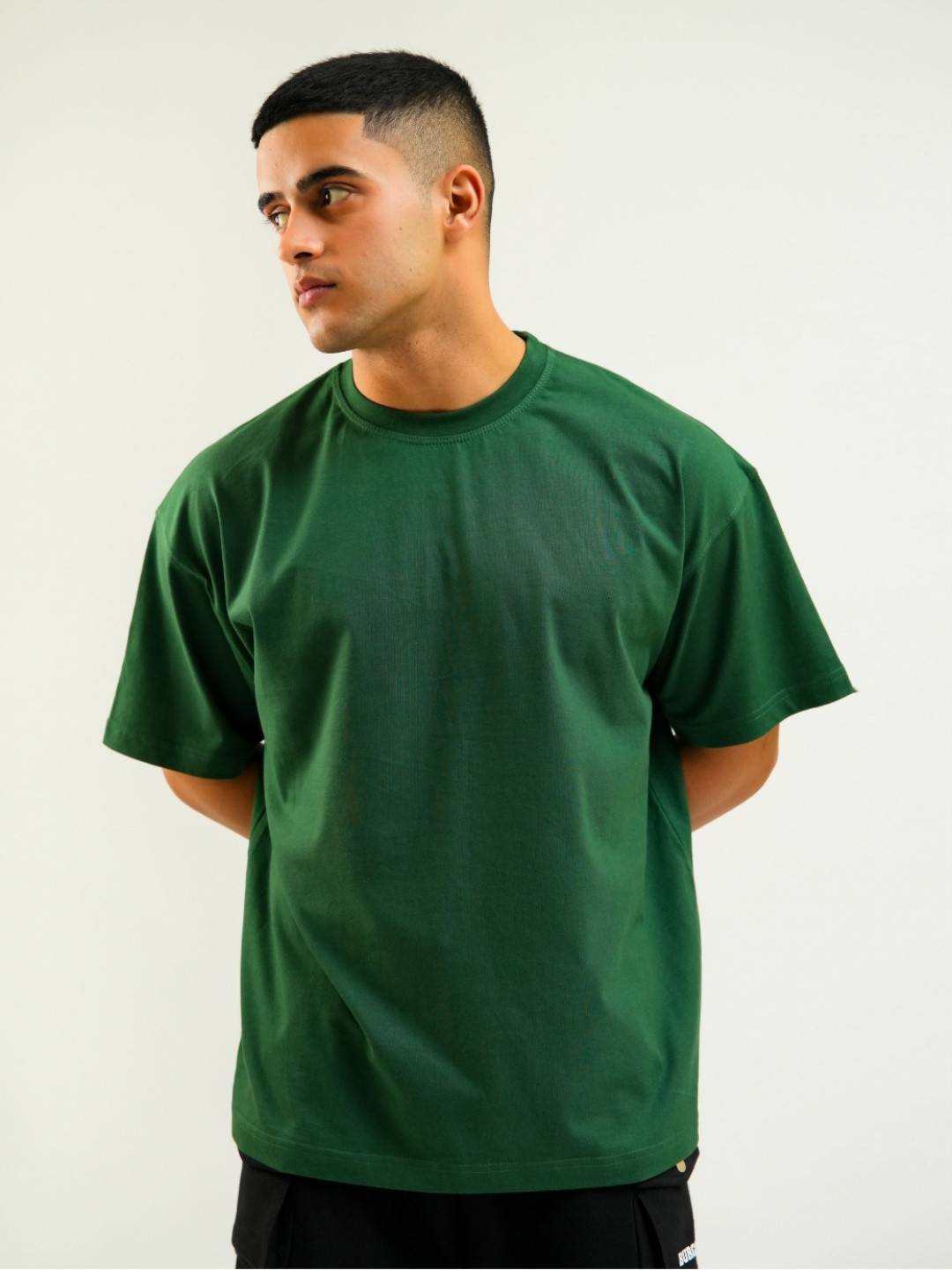 BURGER BAE Drop-Shoulder Sleeves Cotton Oversized T-shirt