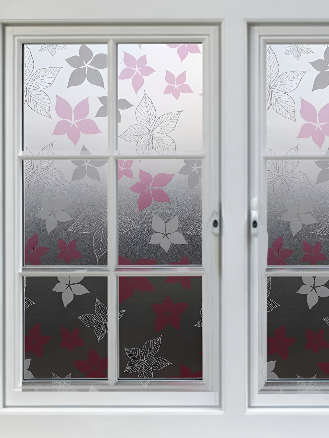 INDIAN ROYALS Magenta & Grey Floral Printed Self-Adhesive & Durable Window Sticker