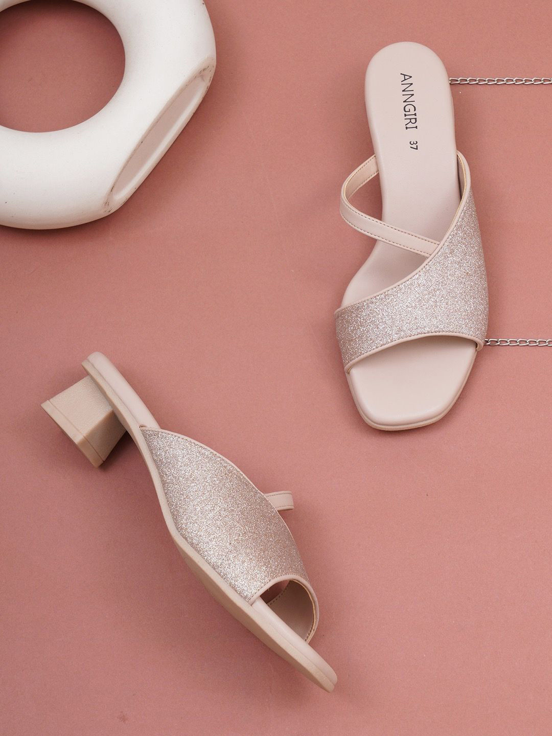 Anngiri Women Textured Block Heels Sandals