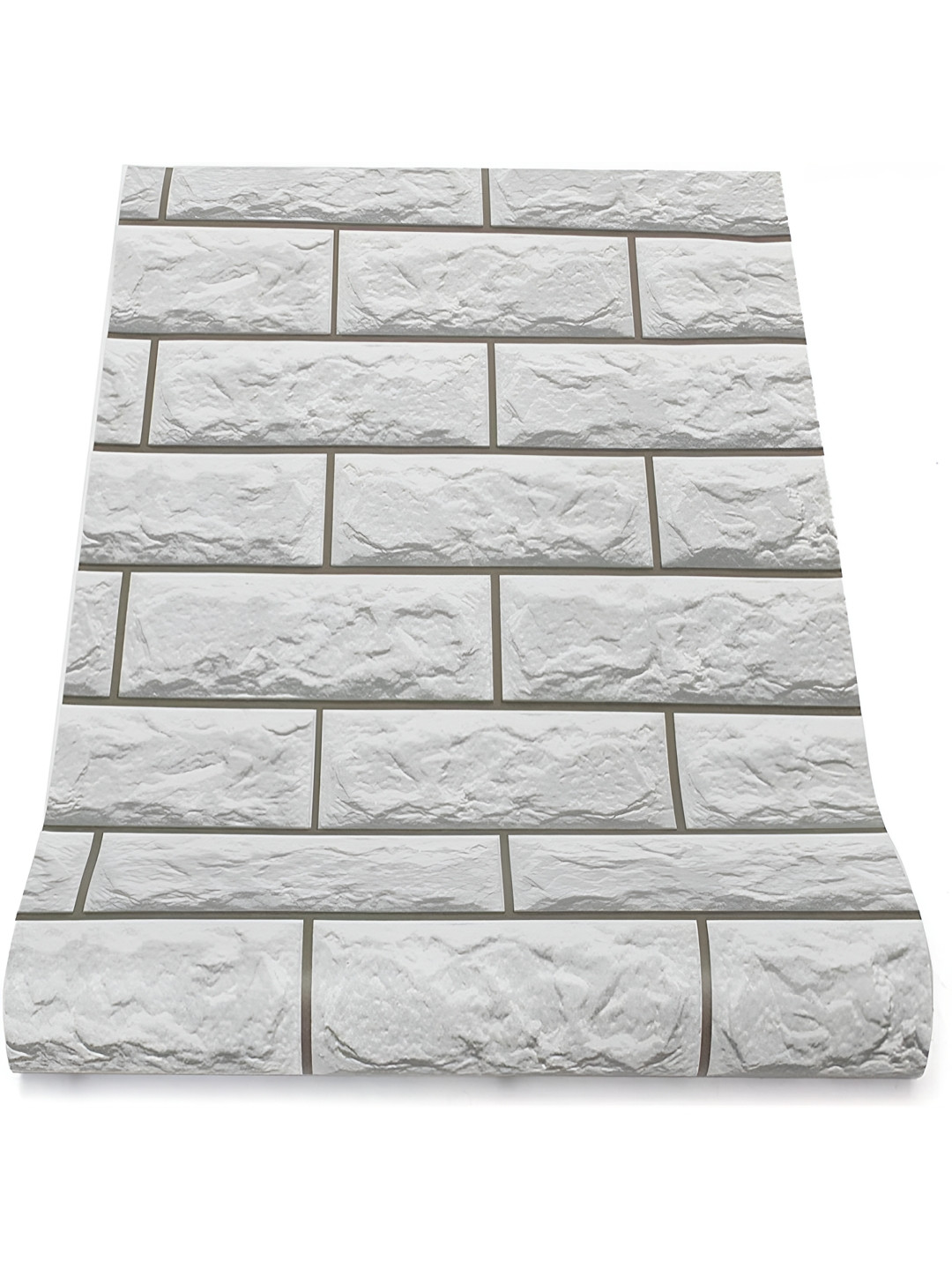 INDIAN ROYALS White Brick Black Lines Printed Waterproof Self Adhesive Wallpaper