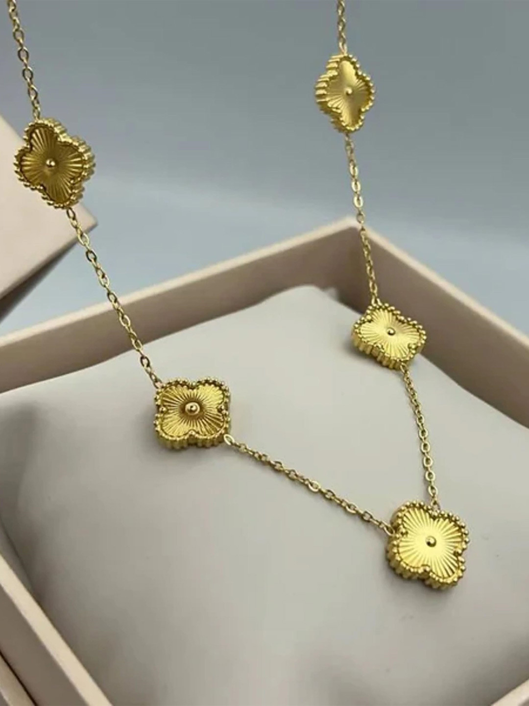 SUBHAGALANKAR 18K Gold-Plated Stainless Steel Clover Minimal Necklace