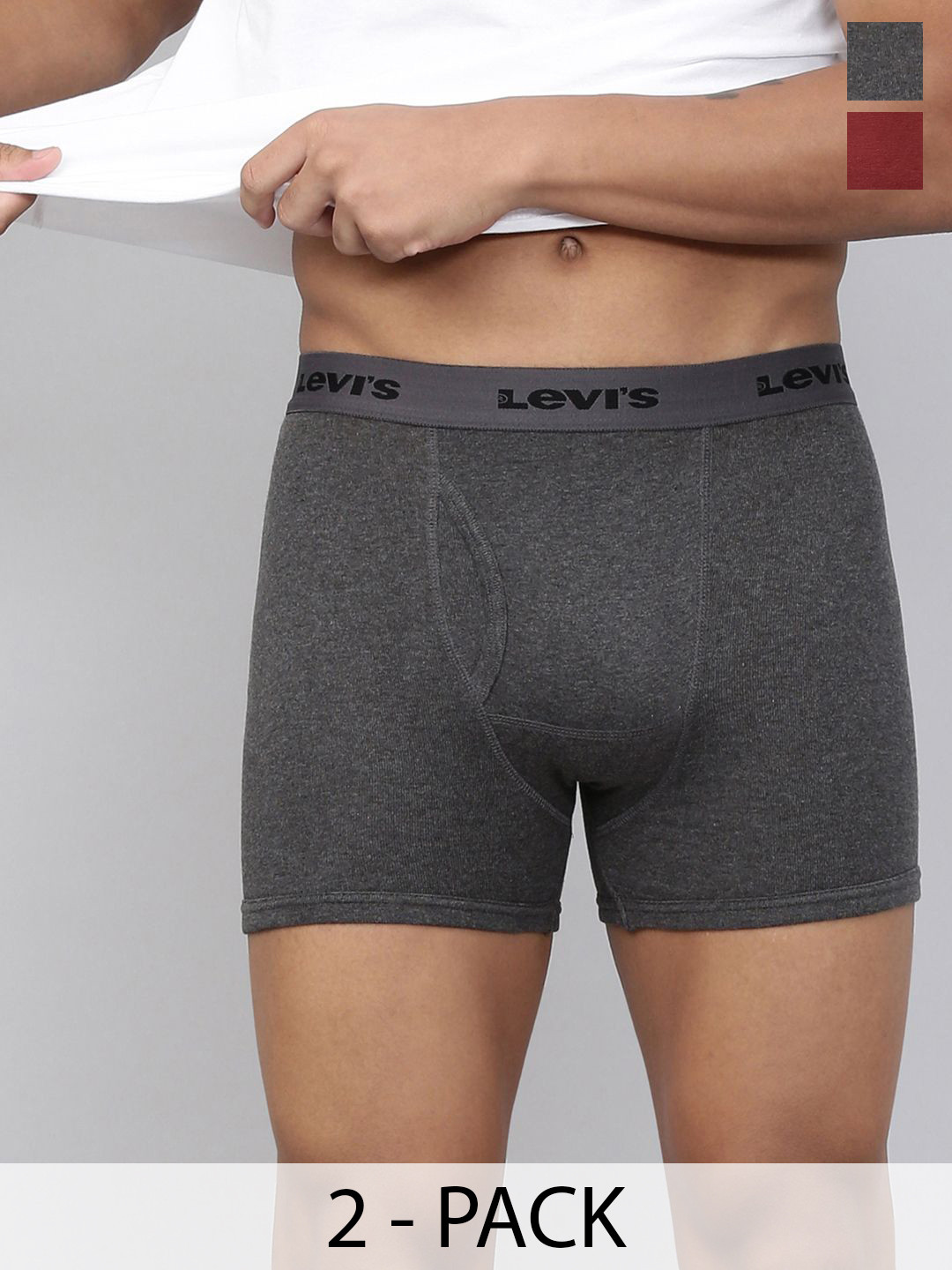 Levi's Men Pack of 2 Pure Cotton Ultrasoft Waistband Long Length Trunk