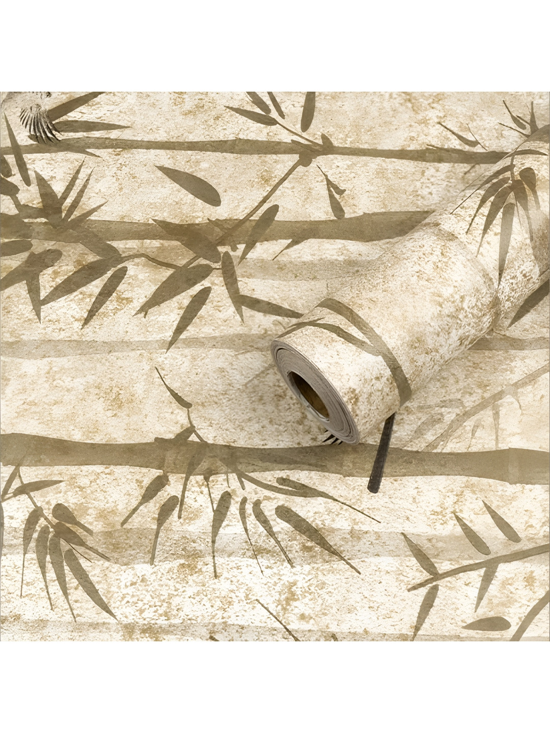 INDIAN ROYALS Beige & Brown Tropical Bambo Printed Self-Adhesive & Durable Wall Sticker