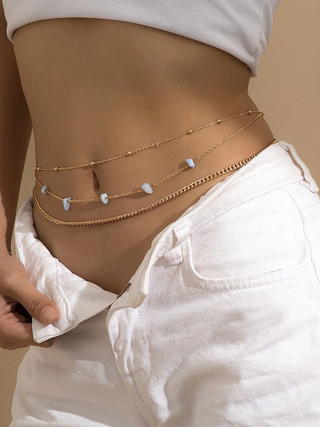 Fabme Artificial Stones Studded Waist Chain Saree Accessories