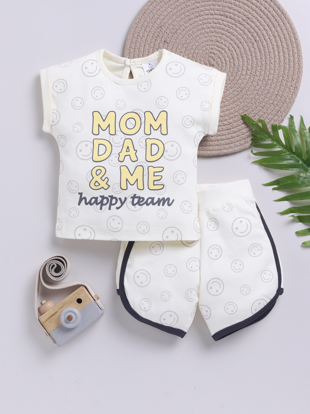 YK X Tinyo Infant Girls Pure Cotton Printed T-shirt with Shorts