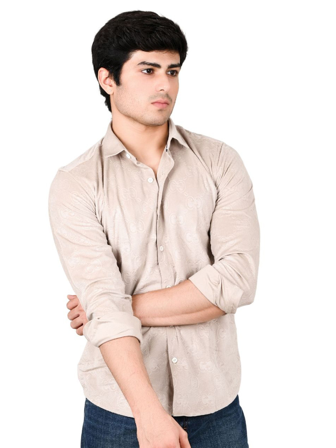 Suture Craft Printed Standard Cutaway Collar Slim Fit Casual Silk Shirt