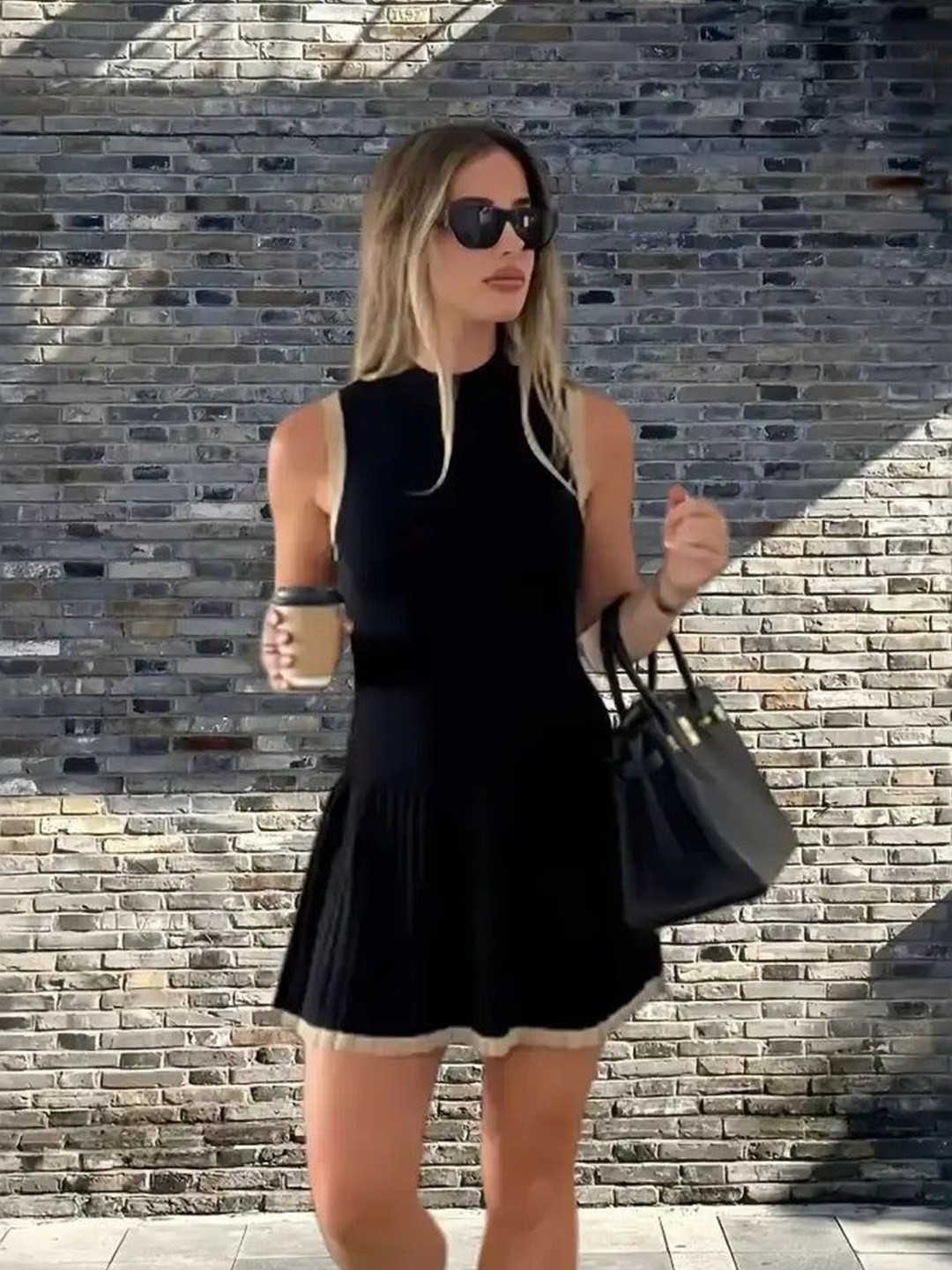 Miss Mosa By Akanksha  Women Black Abby Luxe Short Knit Dress