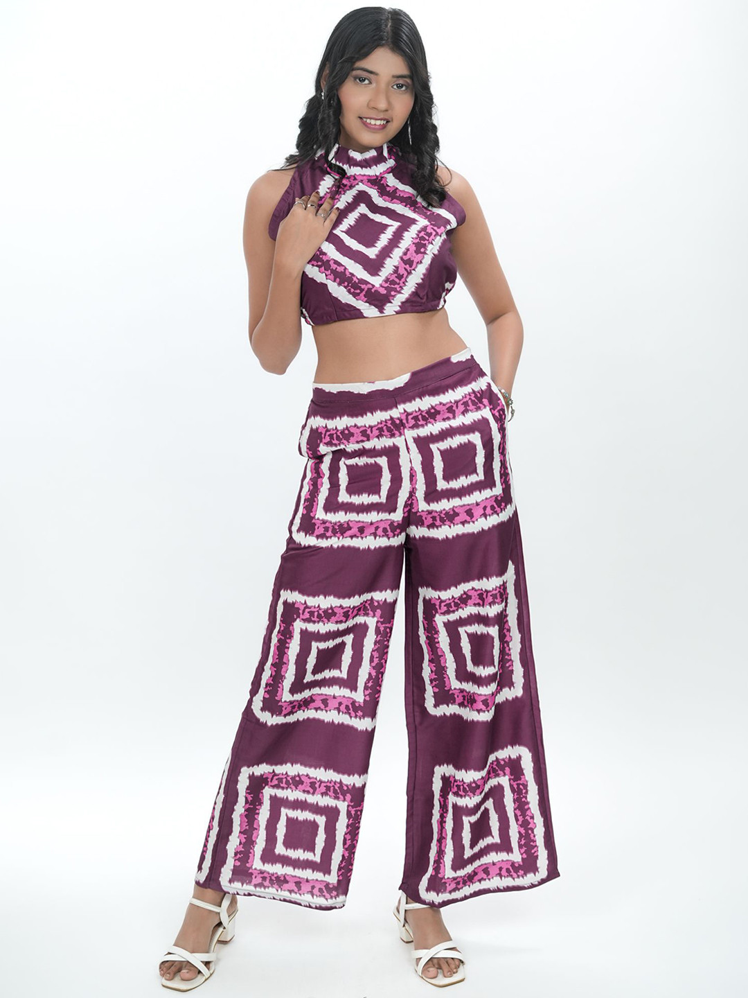 GO BOUJEE High Neck Top With Trousers Co-Ords