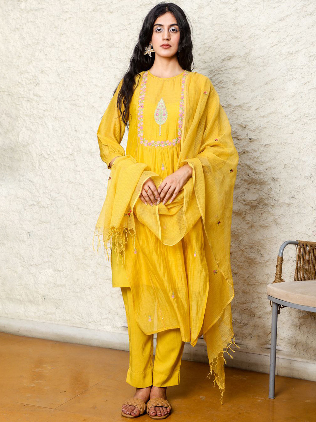 TATWA DESIGNS Women Mustard Cyprus kurta set