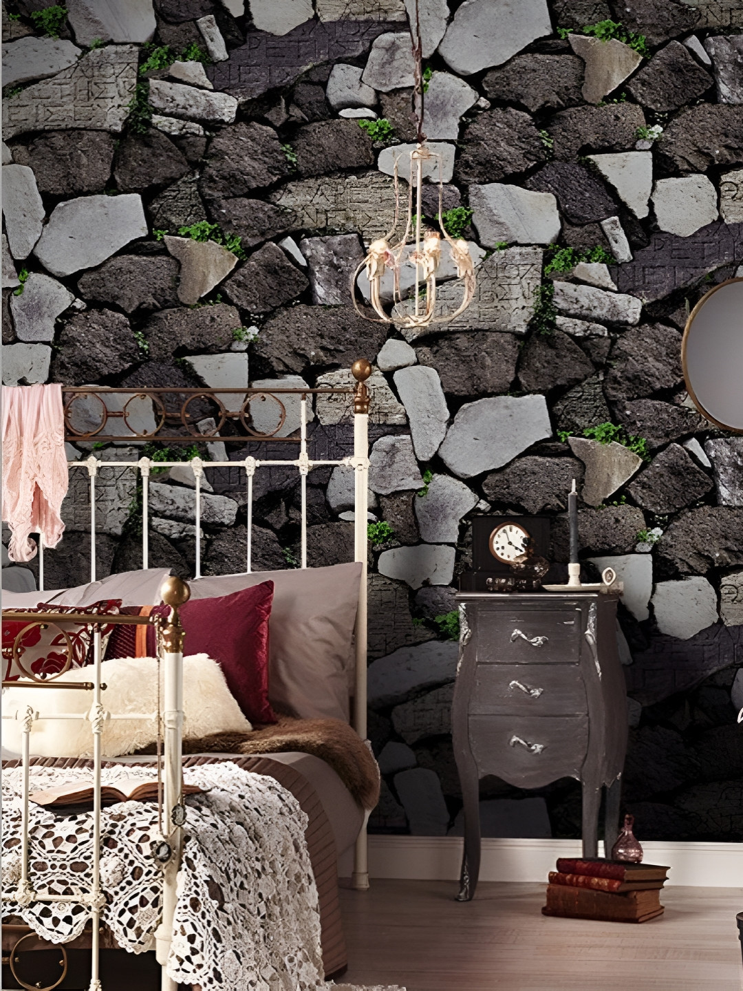 INDIAN ROYALS Brown & Stones Animal Printed Self-Adhesive & Durable Wall Sticker