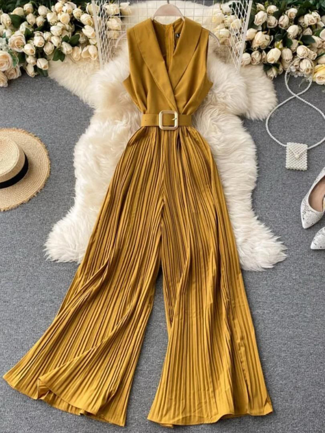 Miss Mosa By Akanksha  Women Yellow Salogan Formal Jumpsuit